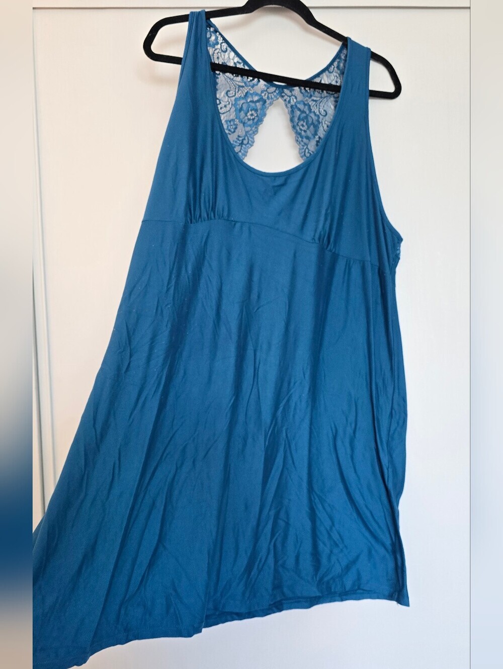 Secret Treasures - (Plus-Size) Teal Intimate Open Lace-Back Sleep Nightgown